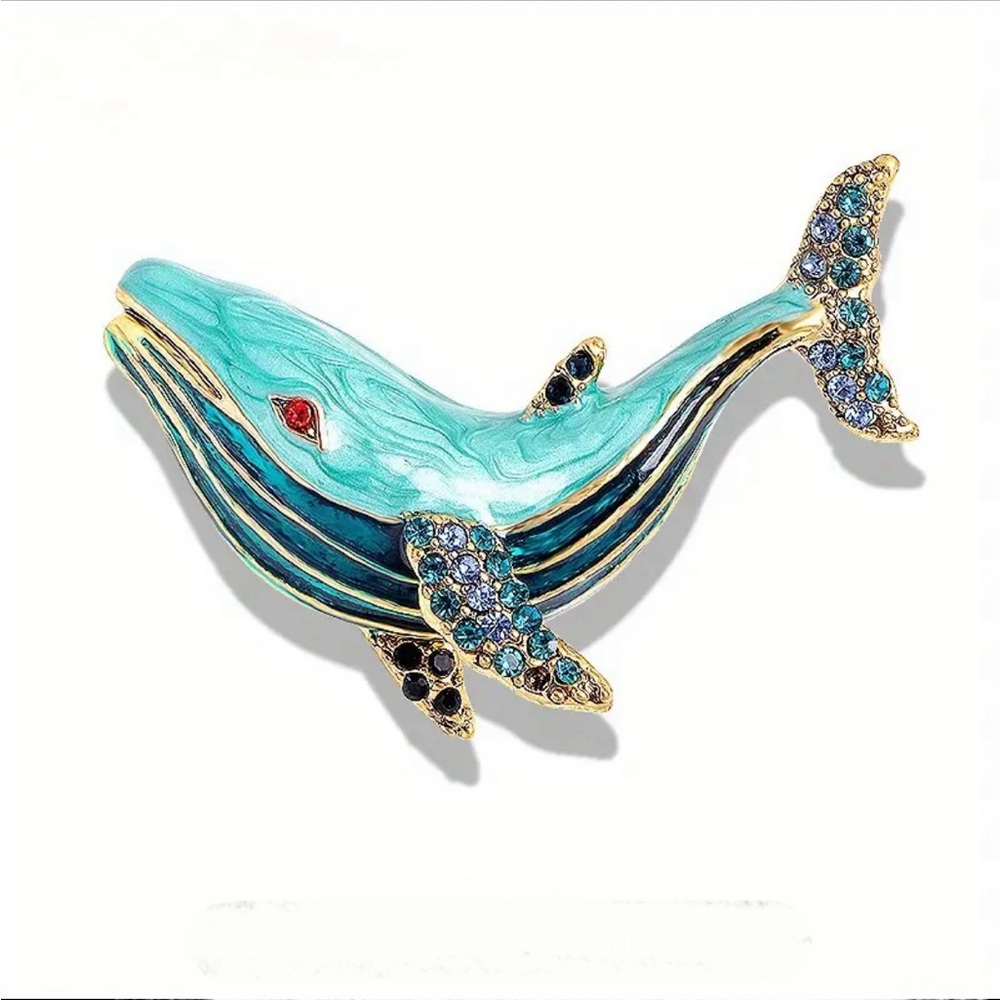3/$20 Sparkly Whale Brooch Gold-tone
